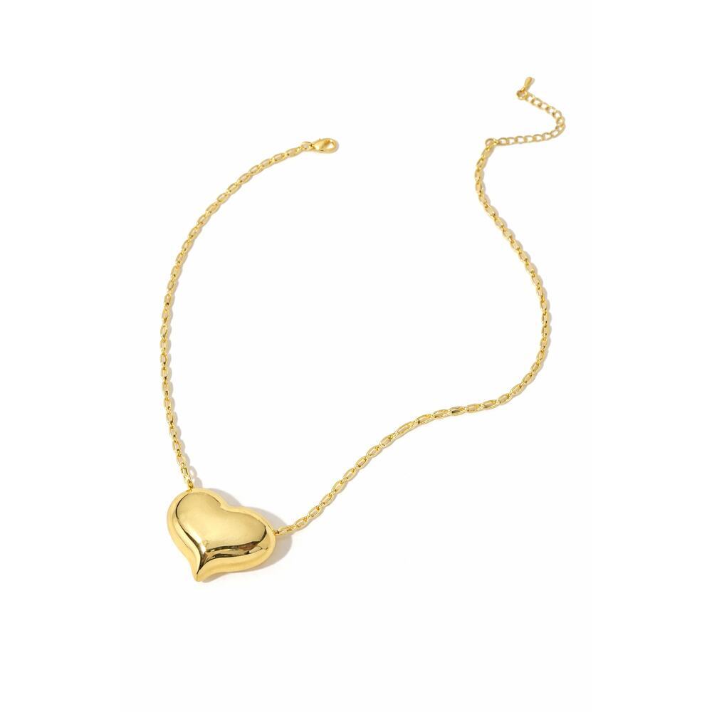 Puffy Heart Pendant Necklace | Gold or Silver | Minimal Jewelry